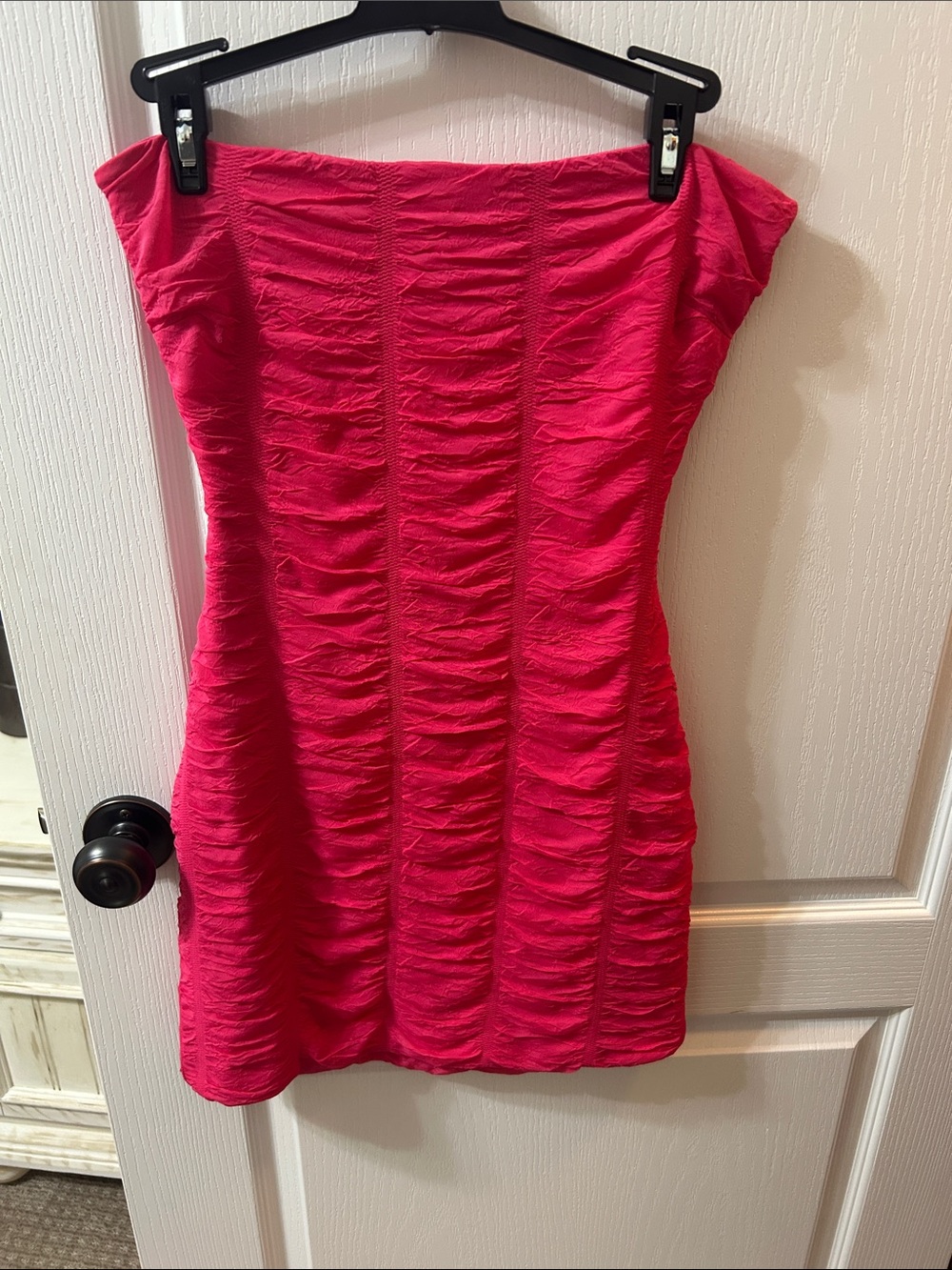 The Vintage Shop Hot Pink Ruched Mini Dress